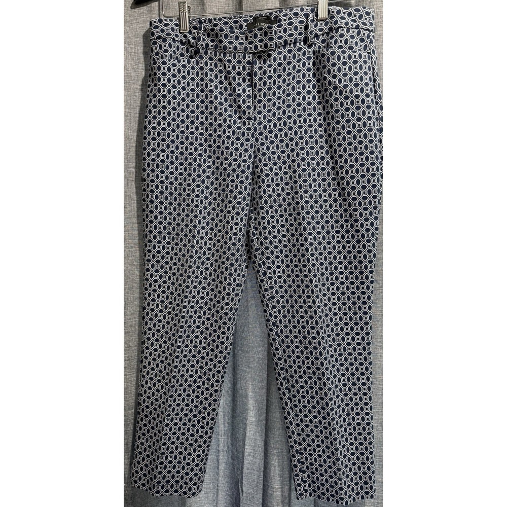 Talbots Hampshire Curvy Women's Ankle Pants Blue White Size 10P EUC